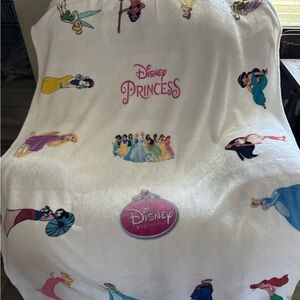 Disney Princess White Blanket with Colorful Characters